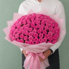 Букет из 9, 15, 21, 25, 35, 51 и 101 розовой розы