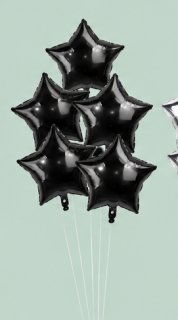 Связка из 5 фольгированных звезд с гелием